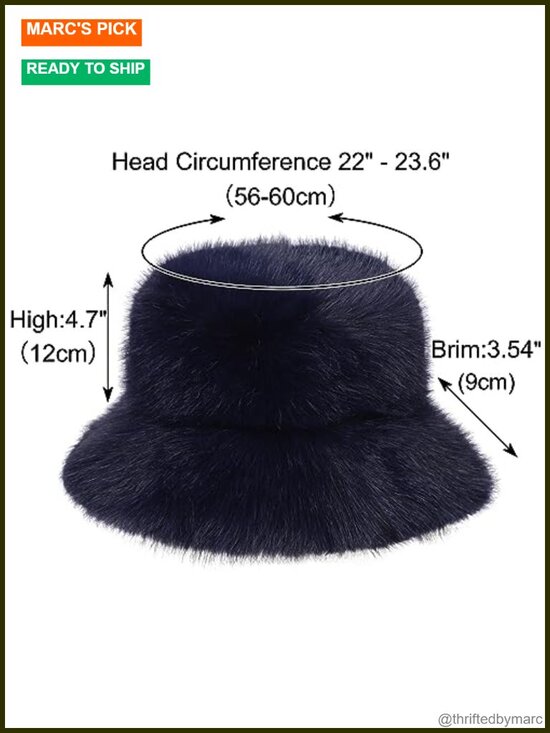 Women Faux Fur Bucket Hat Fluffy Winter Warm Wide Brim Fisherman Cap main image 5